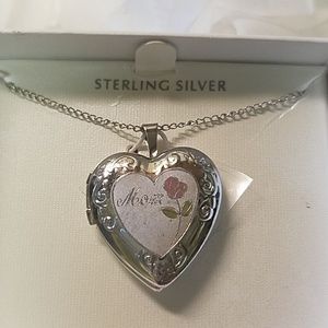 NIB Sterling Silver Heart "Mom" Necklace
